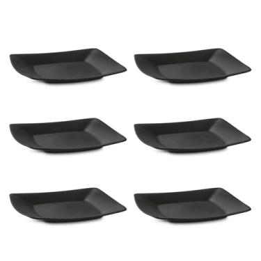 Imagem de Genérico, Prato Raso Lanche Preto 18cm Plastico Solido BPA Free 6un
