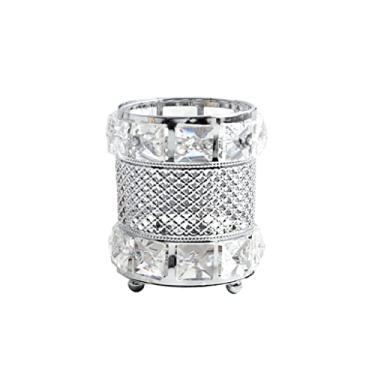 Imagem de Porta-lápis de cristal de vidro porta-copos para lápis de mesa, suporte de pote para escritório, casa, quarto, organizador de lápis, pote (cor: prata, tamanho: A)