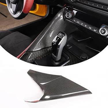 Imagem de Fgtagtal Capa de acabamento de painel de engrenagens laterais de fibra de carbono real compatível com Toyota Supra GR A90 A91 MK5 2019-2022, moldura de moldagem de capa protetora para painel de mudança de marcha lateral do console central, 1 peça