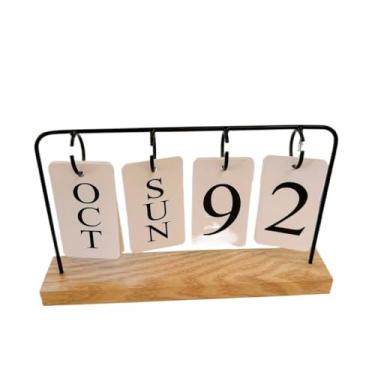Imagem de Calendário de Mesa Decorativo com Plaquinhas Preto/Dourado Permanente Escritório(PRETO)