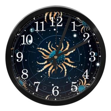 Imagem de LILINWAN Relógio de parede com signo do zodíaco, escorpião, silencioso, sem tique-taque, operado por bateria, moderno relógio de quartzo para casa, escola, sala de aula, escritório, quarto, decoração