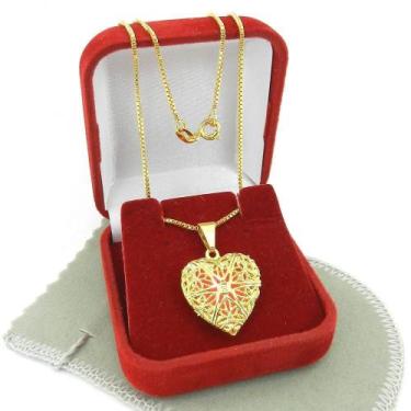 Imagem de Corrente Feminina 50cm 1mm Relicário Folheado Ouro 18K CR808 - WNBIJOU