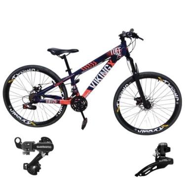 Imagem de Bicicleta Aro 26 Vikingx Aluminio Tuff 25 Mtb 24v Cambio Shimano Diant