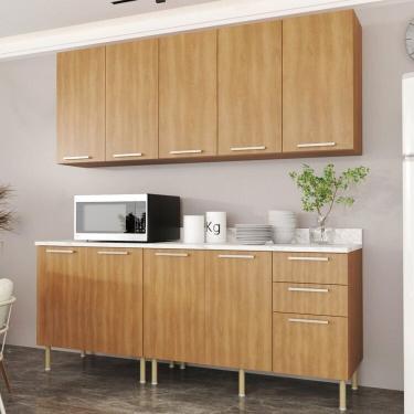 Imagem de Cozinha Compacta 5 Peças 9 Portas e 3 Gavetas Freijó