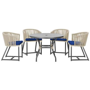 Imagem de Mesa com 4 Cadeiras de Jantar Roma 100cm e Noronha em Aluminío