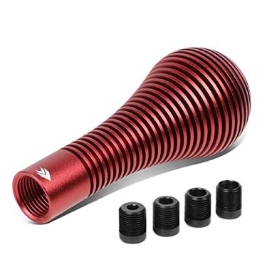 Imagem de NRG Innovations SK-701RD Botão de mudança curto universal de alumínio com cabeça de bolha de dissipador de calor com adaptadores de rosca, 45 mm OD x 115 m A, vermelho