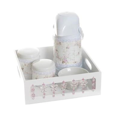 Imagem de Kit Higiene Com Porcelanas E Capa Borboleta Rosa Quarto Bebê - Potinho