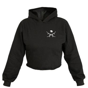 Imagem de Cropped Feminino Moletom Estampa Skate Capacete Capuz Moda-Feminino