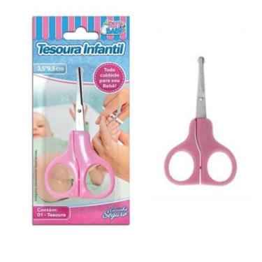 Imagem de Tesoura para Unhas de Bebês com Ponta Redonda Protetora - ATEF,  Rosa