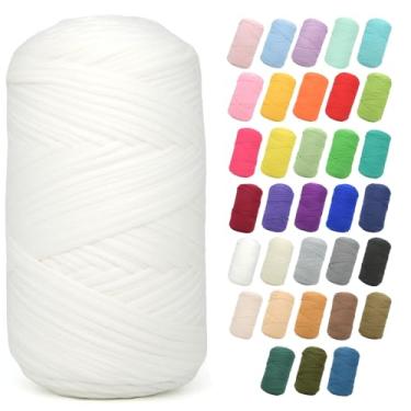 Imagem de Camiseta de 400 g para crochê, branca, tecido elástico grosso, fio de crochê para iniciantes, crochê, bolsa de tricô à mão, cesta, porta-copos, artesanato faça você mesmo/decoração de casa