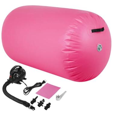 Imagem de Barril de ginástica com rolo de ar, tapete de mola para pista, equipamento de ginástica com bomba de ar elétrica para uso doméstico, treinamento de academia, ioga..