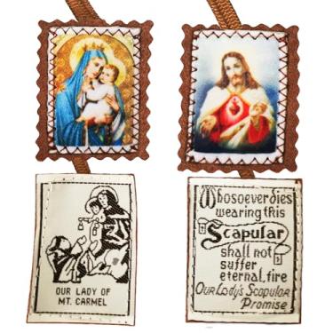 Imagem de Colar católico escapulário marrom para mulheres, Nossa Senhora do Monte Carmelo, feito à mão, Escapularios Morado Católicos, presente de Marie Julie Jahenny para mulheres, igreja, decoração religiosa