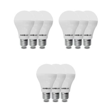 Imagem de 9 Lâmpadas Led Bulbo Ourolux A60 Base E27 9w Bivolt Cor da Luz Amarela