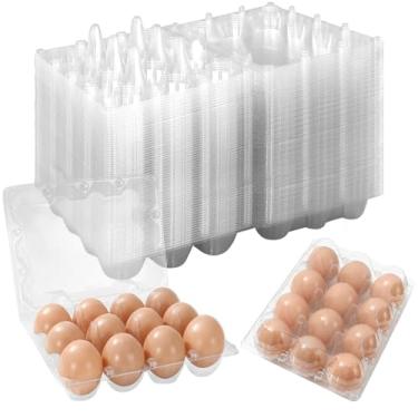 Imagem de JarThenaAMCS 200 peças de caixa de plástico para ovos vazia e transparente para ovos, recipiente para armazenamento de geladeira e cozinha doméstica (3 x 4 grades)