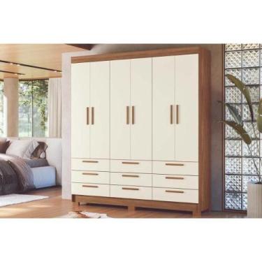 Imagem de Guarda Roupa Casal 6 Portas e 9 Gavetas c/ Pés Colombo 6.9 Jatoba/Arei