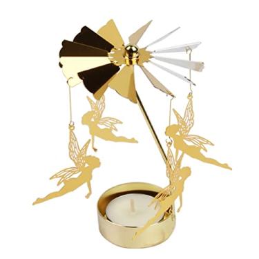 Imagem de Castiçal giratório de anjo com suporte de luz de chá giratório para decoração de casamento de Natal, castiçal, suporte de vela giratório, suporte de luz de chá, suporte de vela de metal