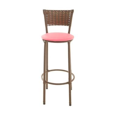 Imagem de Banqueta Alta Encapada Em Junco Cor Argila Para Bancada Área Gourmet Cozinha (ROSA)