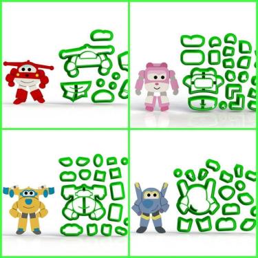 Imagem de Cortador Kit Super Wings - 4 Modelos Modulares 5 Cm