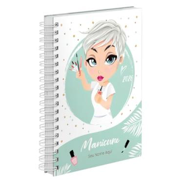 Imagem de Agenda Comercial 2026 Personalizada Capa Dura Manicure Platinada Cores (Verde)