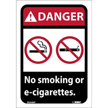Imagem de NMC DGA66P National Marker Danger Caution Sign, Não Fumar ou Cigarros Eletrônicos, 25,4 cm x 17 cm, Vinil Sensível à Pressão