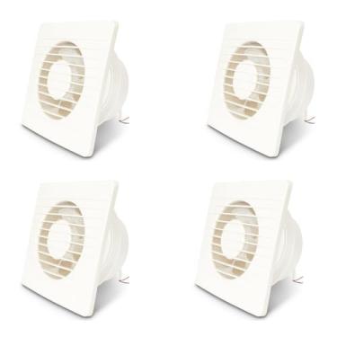 Imagem de Kit 4 Exaustor Doméstico Banheiro Bivolt Duto 6" Silencioso 18W 20cm Com Tela E Grade