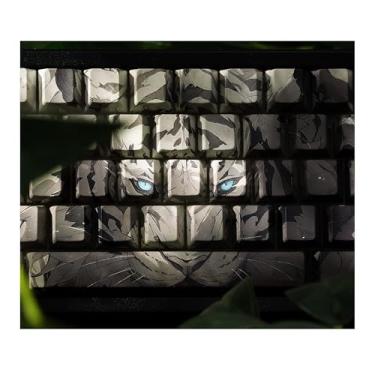 Imagem de GMKWTL Teclas PBT XVX Tiger Double Shot, conjunto de teclas com brilho impresso lateral, teclas de teclado de sublimação Cherry Profile Dye adequadas para 60% 65% 75% 80% 96% 100% teclado