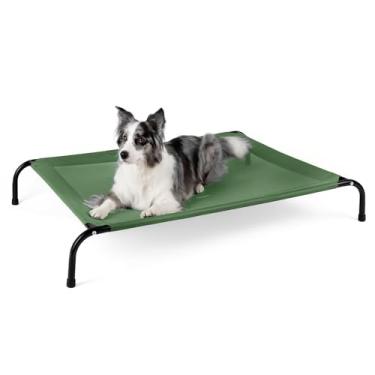 Imagem de SIEMOUR Cama elevada refrescante para cães extragrandes com protetores de chão antiderrapantes e malha respirável, rede de berço para uso interno e externo, 137 cm C x 90 cm L x 20 cm, GG, verde