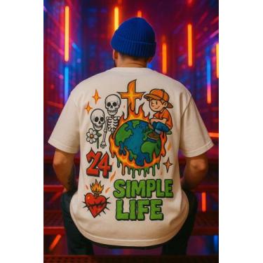 Imagem de Camiseta Streetwear Oversized Masculina simple life - swagon, P
