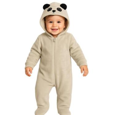 Imagem de Macacão Bebê Infantil Fofo Pelúcia Ursinho Inverno Quentinho - AG Indu