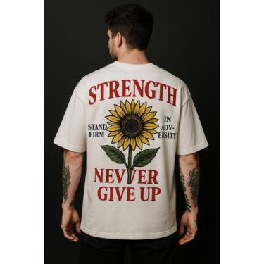 Imagem de Camiseta Streetwear Oversized Masculina never give up - swagon, M