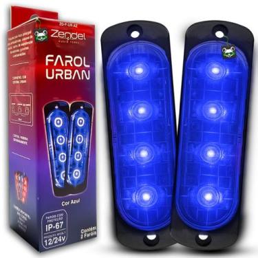 Imagem de Par Farol Strobo Led Azul Policia Ambulância Viatura Emergência 12/24V