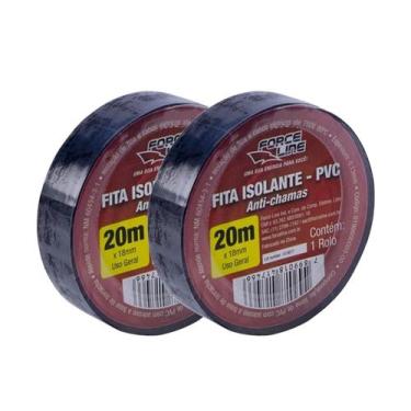 Imagem de Fita Isolante Forceline Antichama Preta 20Mt - 2 Rolos