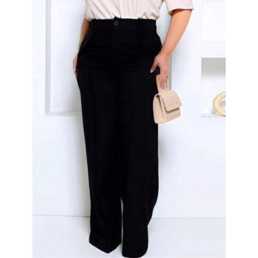 Imagem de Calça Alfaiataria Premium Feminina Plus Size Pantalona Cintura Alta Fl