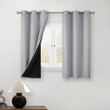 Imagem de Cortinas BGment Blackout 100% bloqueadoras de luz 115x114cm Cinza claro