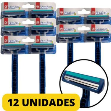 Imagem de Kit 6 Aparelho De Barbear Cabo Emborrachado E Lâminas Dupla Conforto P