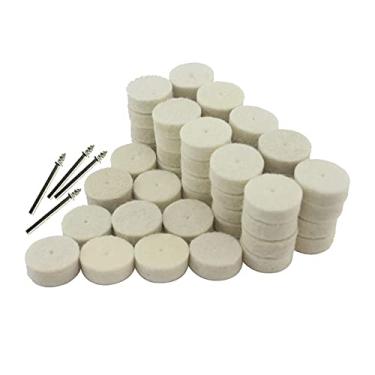 Imagem de Luo ke 50 kits de polimento de feltro de lã de 25 mm, roda de polimento de lã trocada rapidamente com haste de 1/20.3 cm para ferramentas rotativas