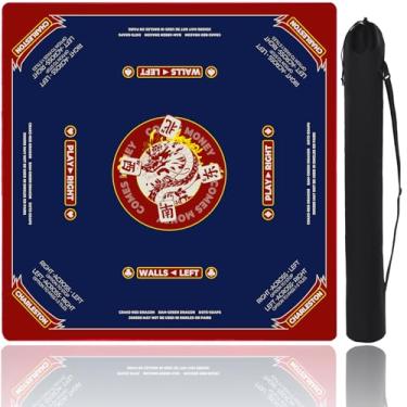 Imagem de MUTEX 31.5 Inch Mahjong Mat for Table, Multi-Game Mat with 3MM Thick Non-Slip, Noise Reducing Surface with Drawstring Storage Bag - Perfect for Mahjong, Poker, Board Games, Cards, Dominoes (Bule)