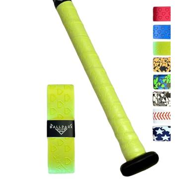 Imagem de Ballpark Elite Fita de aderência de taco para beisebol/softball, 1,10 mm, pré-cortada, para taco de beisebol, substituição | Preto, bandeira dos EUA, fitas de costura e camuflagem (amarelo neon)