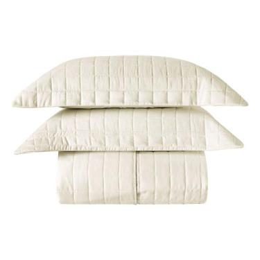 Imagem de Cobre Leito Casal 2 Porta Travesseiros 300 fios Basic Marfim - Home Fe