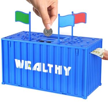 Imagem de Cofrinho para crianças, recipiente inquebrável de blocos de construção, caixa de economia de dinheiro para adultos, banco digital de contagem de moedas com contador LCD, ótimos presentes infantis para