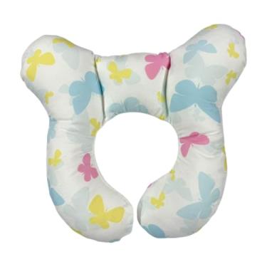 Imagem de DEEZOMO Travesseiros de pescoço de bebê – Almofada de viagem infantil atualizada para cabeça e pescoço de criança, travesseiro de pescoço infantil para carro avião carrinho de bebê – Borboleta