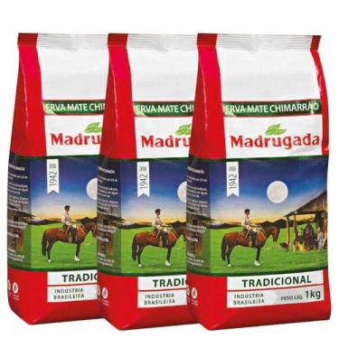 Imagem de Kit 3 Erva-mate Chimarrão Madrugada Tradicional 1kg Sem Glúten