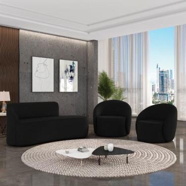 Imagem de Sofá 3 Lugares Orgânico 180cm Morgan e 2 Poltronas Lua Veludo D03 - D'