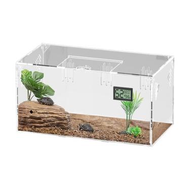 Imagem de Giznzg Caixa de tarântula acrílica, tanque de reprodução de terrário de répteis com higrômetro de temperatura, caixa de alimentação de répteis habitat, gaiola de terrário isópode para insetos, lagarto