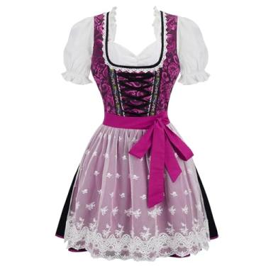 Imagem de Zhitunemi Dirndl Vestidos femininos Oktoberfest fantasia feminina cerveja meninas vestidos alemães para roupa Oktoberfest, Rosa preta 32027, G