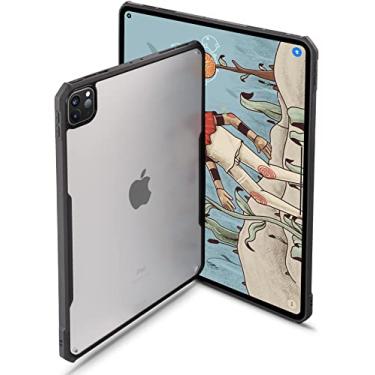 Imagem de TineeOwl Capa para iPad Pro de 11 polegadas 2021, 2020 e 2018 (3ª, 2ª e 1ª geração) ultrafina fosca transparente, suporta carregamento sem fio do Apple Pencil, absorve choque (preto/parte traseira fosca)