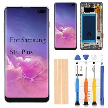 Imagem de [Preto de carbono com moldura] LCD TFT para Samsung Galaxy S10+ Plus G975 Tela digitalizadora Touch Assembly Display LCD de substituição G975F/DS G975U G975U G975W 6,4 polegadas da BITANR (preto