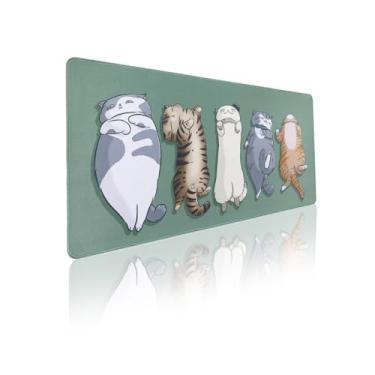 Imagem de YUNZII Keynovo Mouse pad para jogos, tapete de mouse grande, antiderrapante 4 mm para laptop, mesa de jogos, à prova d'água para jogos, escritório e casa (gato dormindo, 90 x 39,9 cm)