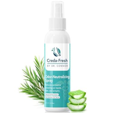 Imagem de CREDA FRESH Spray para pés suados – Antitranspirante e eliminador de odores nos pés para transpiração excessiva – Spray para axilas, mãos e pés para odor e suor – Fórmula à base de plantas e sem