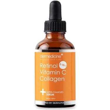 Imagem de Retinol Vitamina C Colágeno | Sérum anti-envelhecimento super carregado para o rosto | Qualidade de grau farmacêutico | Ajuda a suavizar linhas finas e rugas e ilumina para peles mais jovens | 60 ml